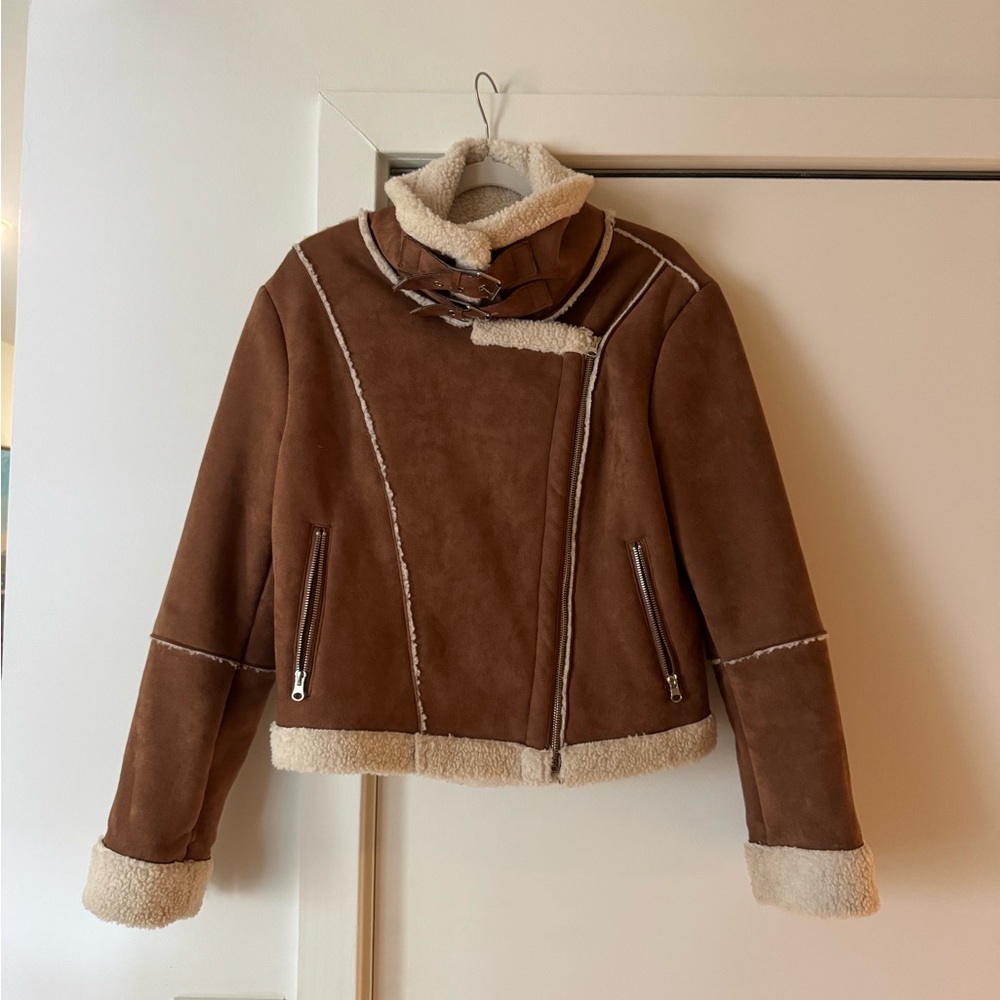 Astr Brown Faux Suede Teddy Jacket